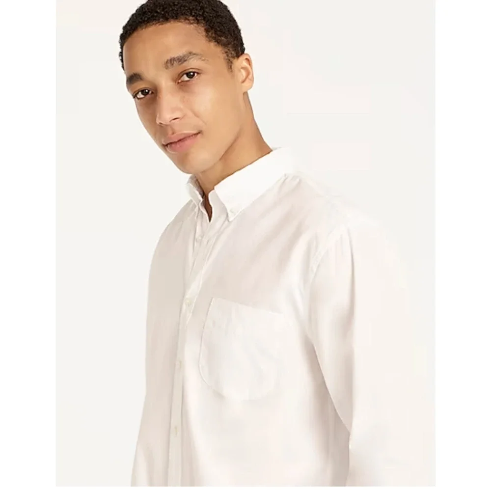 J Crew Mens Secret Wash Poplin Shirt XL XLT Tall NWT White Button Down BW439